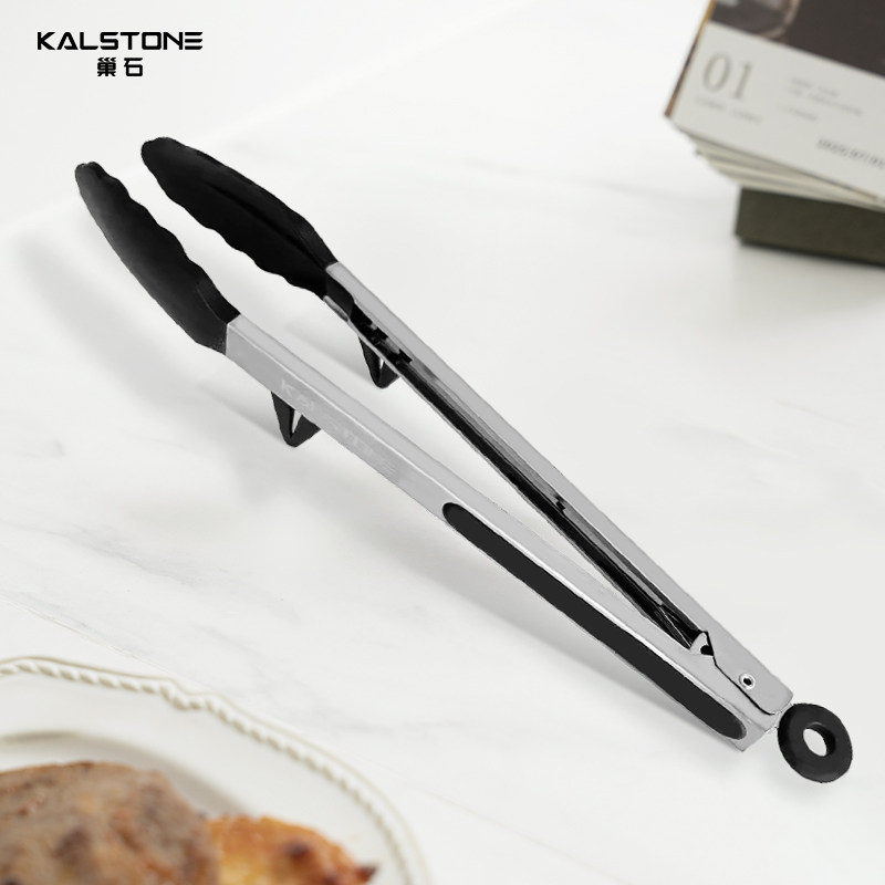 巢石不锈钢防滑硅胶烧烤夹