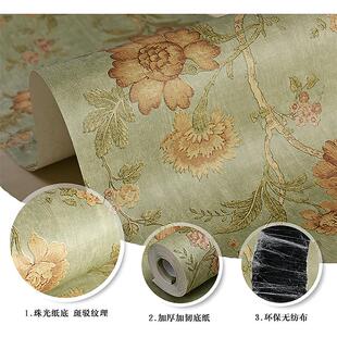 热销自粘墙纸家用自贴卧室房间温馨美式 田园风背景墙 复古加厚法式