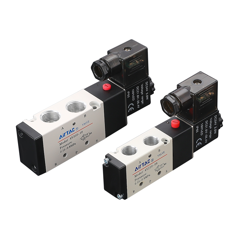 热销亚德客电磁阀4V210-08二位五通24V气缸换向阀电阀220V电磁控