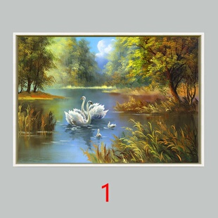 热销自粘式天鹅温馨 卧室 床头挂画客厅壁画背景墙现代简约房间油