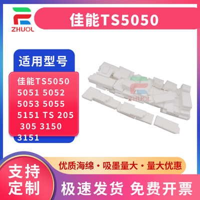 适用 佳能TS5050 5051 5052 5053 5055 5150 5151废墨仓 TS 205 305 3150 3151墨水回收 吸墨海绵 废墨垫