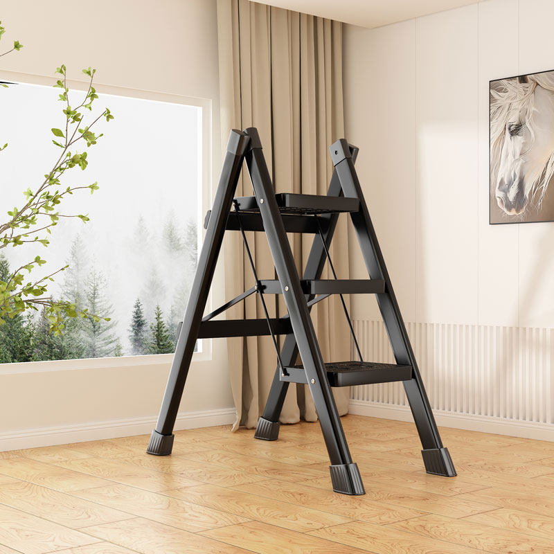速发室内家式梯折高小梯子可携用多功能人字梯登叠三步四步伸缩踏