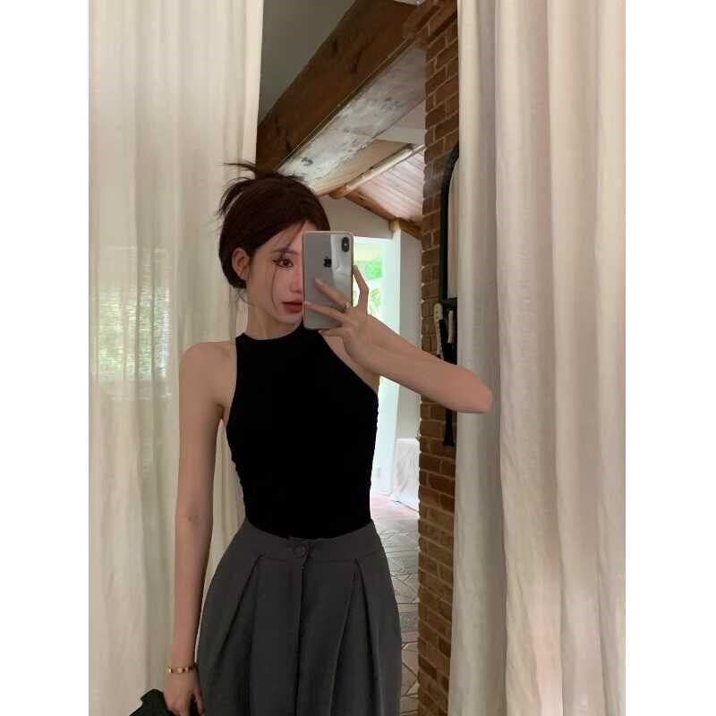 速发带胸垫吊带背心夏外穿辣妹美背性感小众绑带挂脖上衣潮