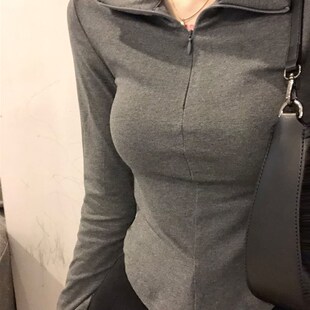 链t计长拉设恤感小众上衣显身材打底衫 辣妹袖 新款 速发2024春季