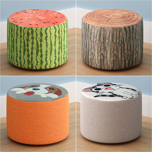 速发实尚换鞋 凳时木创意圆凳布艺小凳子沙发凳茶几矮凳墩家用板凳