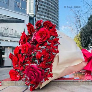 速发大红巨型花瑰防水室外泡沫纸婚花庆婚礼立体手工纸玫背景装饰