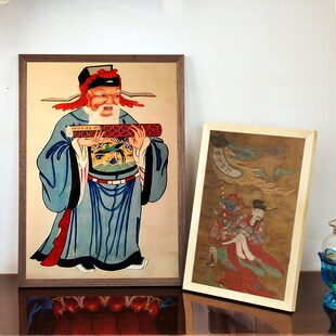 速发城台老爷实木相框摆台招家城隍神桌面摆隍道观家用道财镇宅