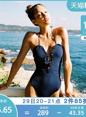 速发Atla体h法式复古年t夏保守风仙泳装2021连新款