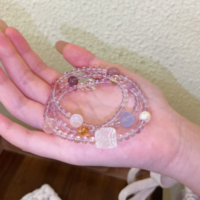 【袅袅】天然玻利维亚紫水晶三圈手串送女友老婆转运多宝高级手链