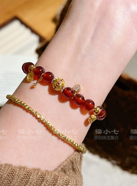 如梦令天然石榴石手串原创设计养颜保真水晶闺蜜精致礼物正品手链