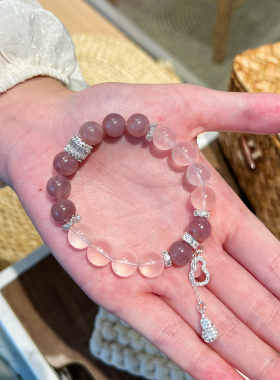 【金粉世家】天然粉水晶手串送女友老婆转运2025新款高级水晶手链