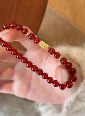 【红烛】天然7A石榴石手串送女友老婆双旦礼物纯银扎基拉姆手链女