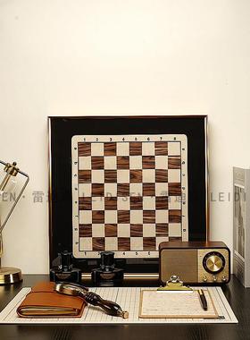 样板间书房装饰摆件样板房书桌软装复古笔记本手稿钢笔放大镜道具