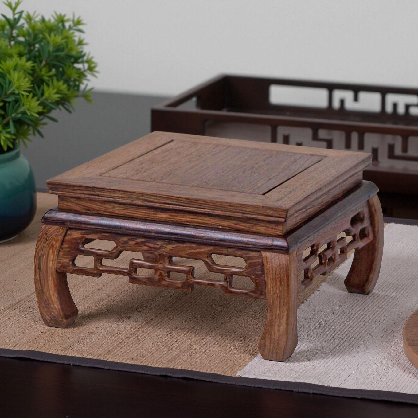 鸡翅木底座实木奇石佛像花瓶盆景茶壶木质摆件木座托架长方形木托