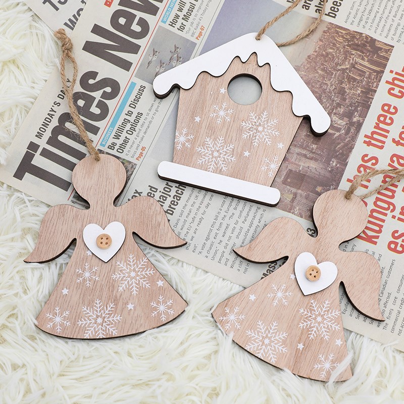 速发木质挂件窗饰节装诞场景布置圣诞树装饰挂件摆件圣诞饰品橱圣