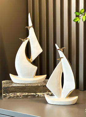 速发轻奢高档办公室帆船摆件高关感电众玄级酒柜小视柜家居创意装