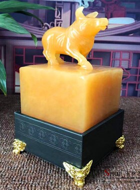 现货速发玉石十二生肖牛传国玉玺印章摆件大号官印书房礼品摆设
