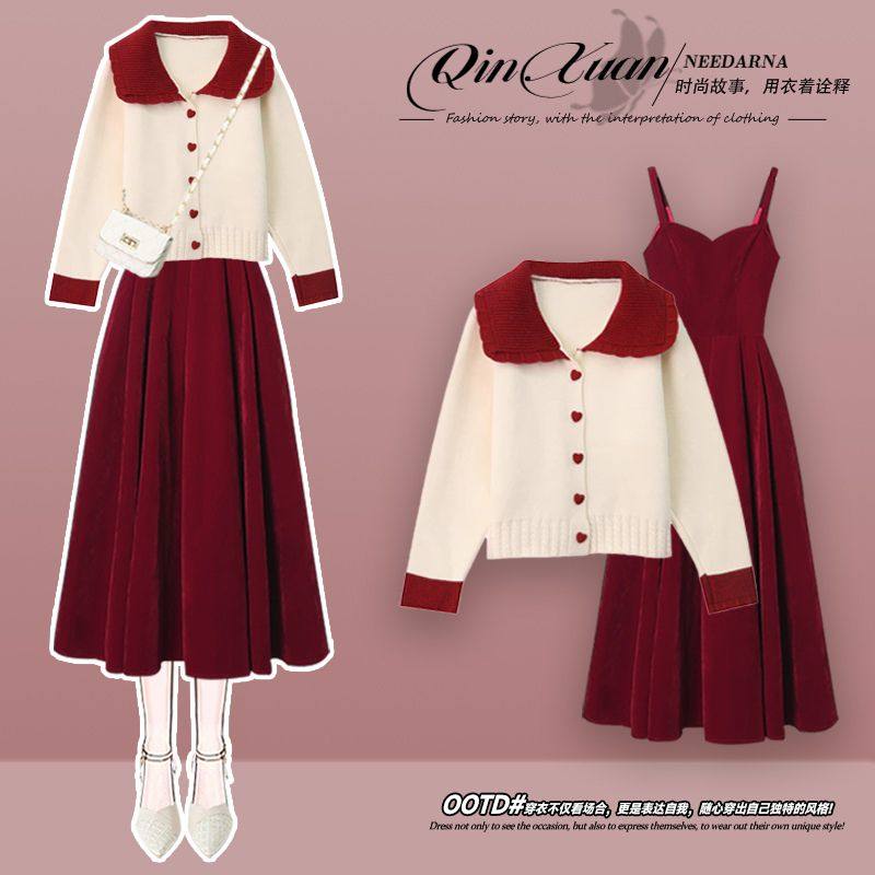 速发大码今年流件漂亮套装秋冬款温柔甜美毛衣连衣行两裙套,女装/女士精品,大码套装,淘宝优惠券,粉丝福利购,淘宝优惠卷