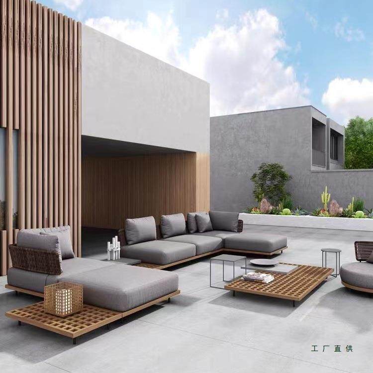 北欧户外藤编沙发休闲露天阳台庭院藤沙发椅实木镂空茶几组合柚木,住宅家具,户外沙发,淘宝优惠券,粉丝福利购,淘宝优惠卷