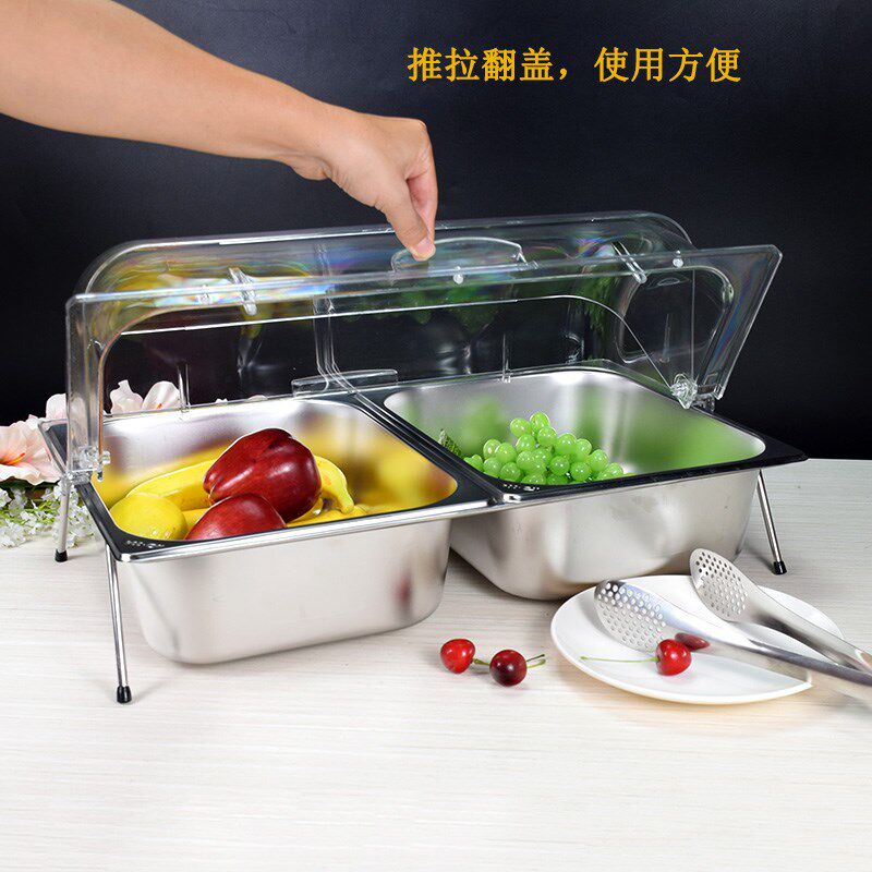 304不锈钢盆幼儿园餐点展示盘带盖分格熟食卤菜T盒子水果凉菜架子