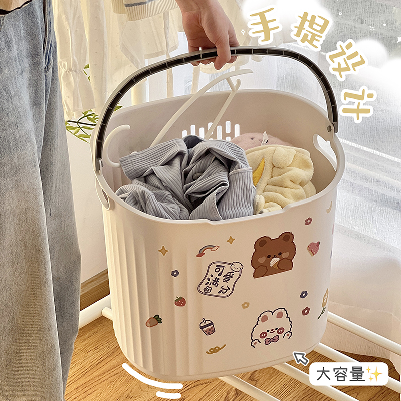 浴室脏衣篮推车置物架滤水脏衣篓家用卫生间带P滑轮可移动收纳架