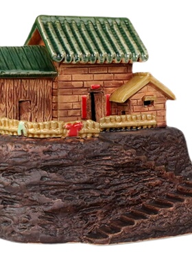 假山摆件造景大型房屋田园陶瓷盆景装饰品鱼缸摆件吸X水石户外园