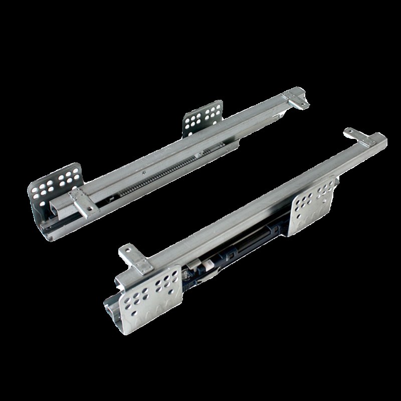 厨房侧装阻尼拉篮滑轨q碗碟篮三节缓冲导轨碗篮五金配件钢丝拉篮