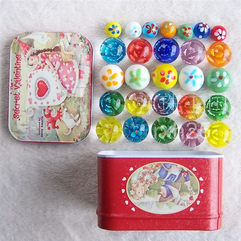 布袋装花式玻璃球弹珠组合精w彩球 玻璃珠跳棋子花瓶装饰球彩玻子