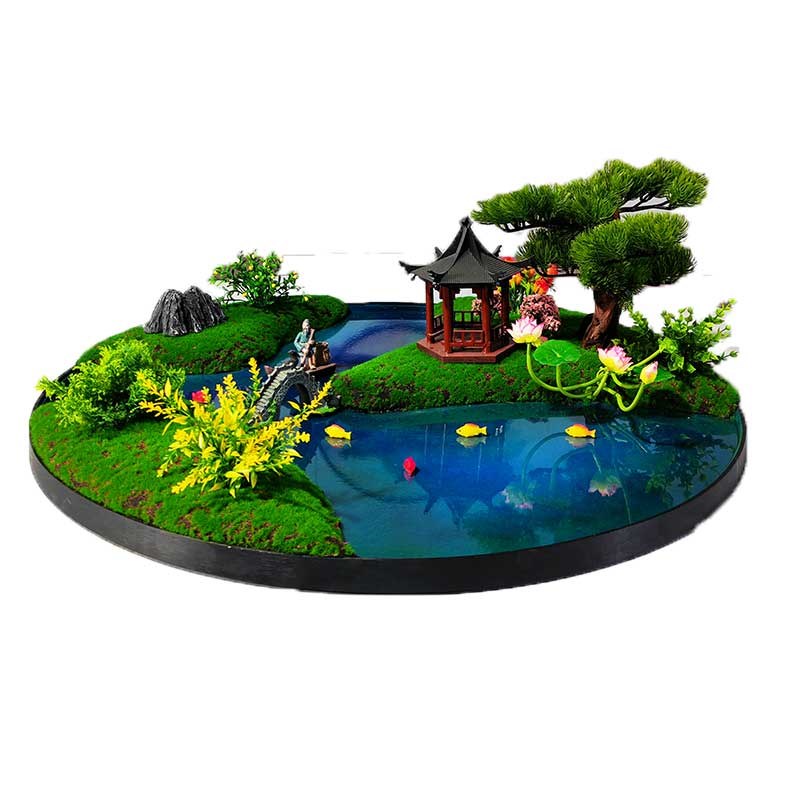 酒店会所餐桌转盘摆件桌花中式圆形摆J台大圆桌摆花桌芯沙盘盆景