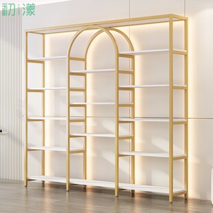 美容院产品展示柜带灯护肤品货架化妆品展示架R美甲架子置物架轻