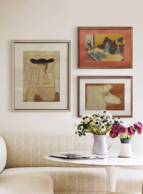 贵宾少女 欧式小众装饰画餐厅背景组合画轻奢P复古人物挂画客厅画