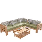 全实木沙发松木沙发客厅大小户型转角G贵妃组合木质木头三人位沙