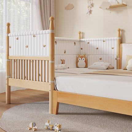 木梧桐可定做实木榉木拼接床宝宝加宽大床边床加高护Z栏婴儿拼床