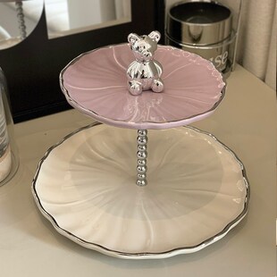 轻奢果盘多层家用k陶瓷水果盘客厅茶几糖果零食盘高档甜品台点心