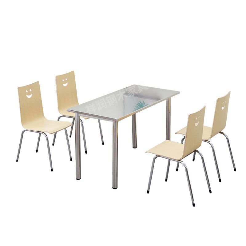 食堂餐桌椅组f合工厂员工4人6人分体小吃店快餐店餐饮休闲桌椅组