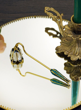 轻奢手工珐琅花朵唯美手持灭烛器 古典香薰蜡Q烛酒精灯灭烛罩工具