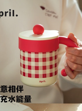 April桌面保温马克杯带盖陶瓷内胆316不锈钢高颜值办公室水杯女生