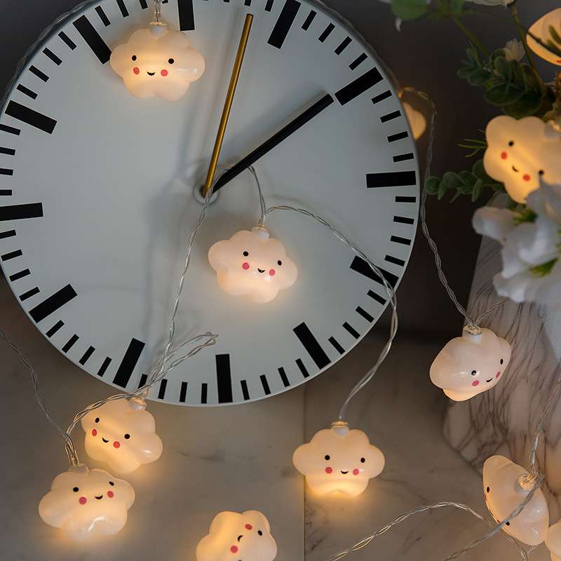 LED彩灯闪灯串灯 笑脸小灯串满天星节日星星灯圣诞浪漫云朵装饰灯