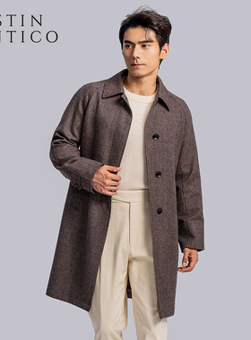 意大利Marzotto商务绅士休闲巴尔玛肯中长款羊毛大衣