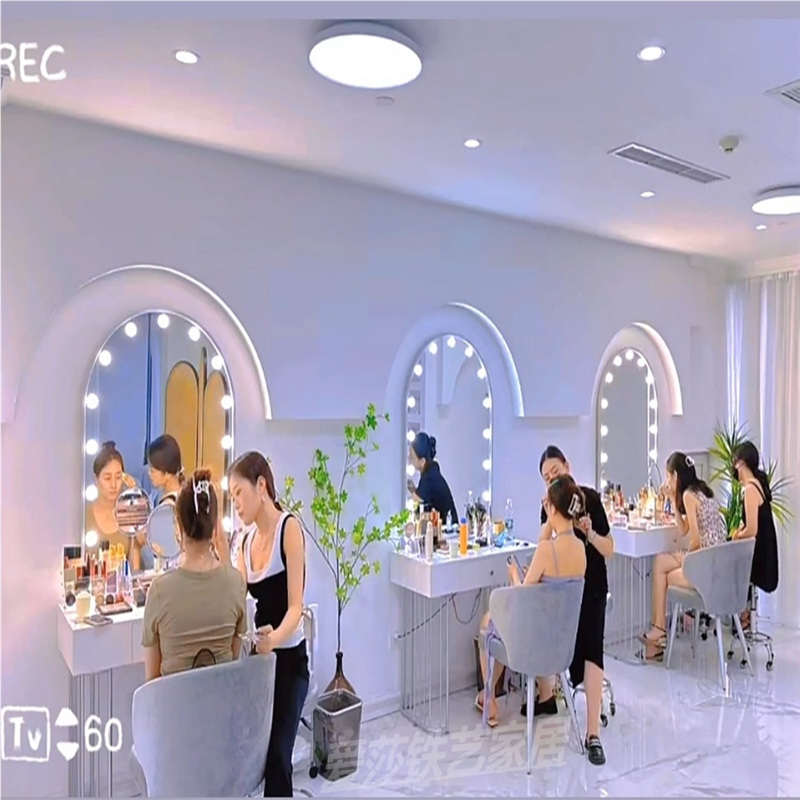 婚纱摄影彩妆店化妆台镜美甲容院化妆师专用梳妆台影楼化妆桌带灯