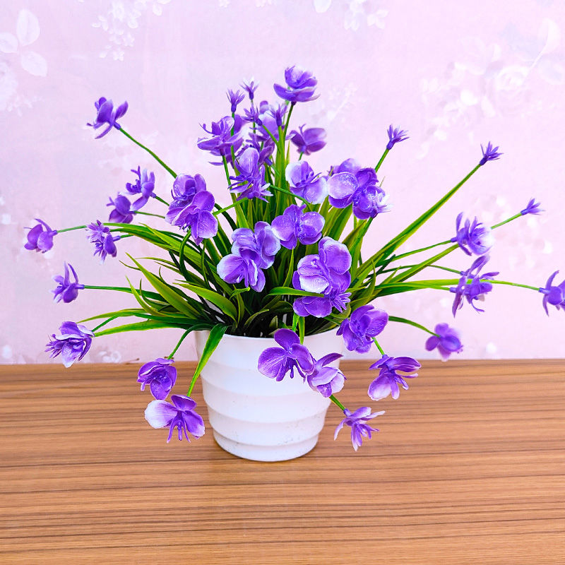 蝴蝶兰仿真花盆栽百合假花客厅卧室摆放花艺装饰花塑料花婚庆摆设