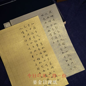 秋凝斋半生半熟蜡染鎏金笺日课方格状元笺竖中楷小楷练习纸宣纸信