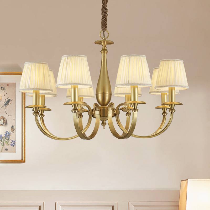 美式客厅全铜吊灯创意卧室灯美式乡村田园风格个性主卧房间灯具