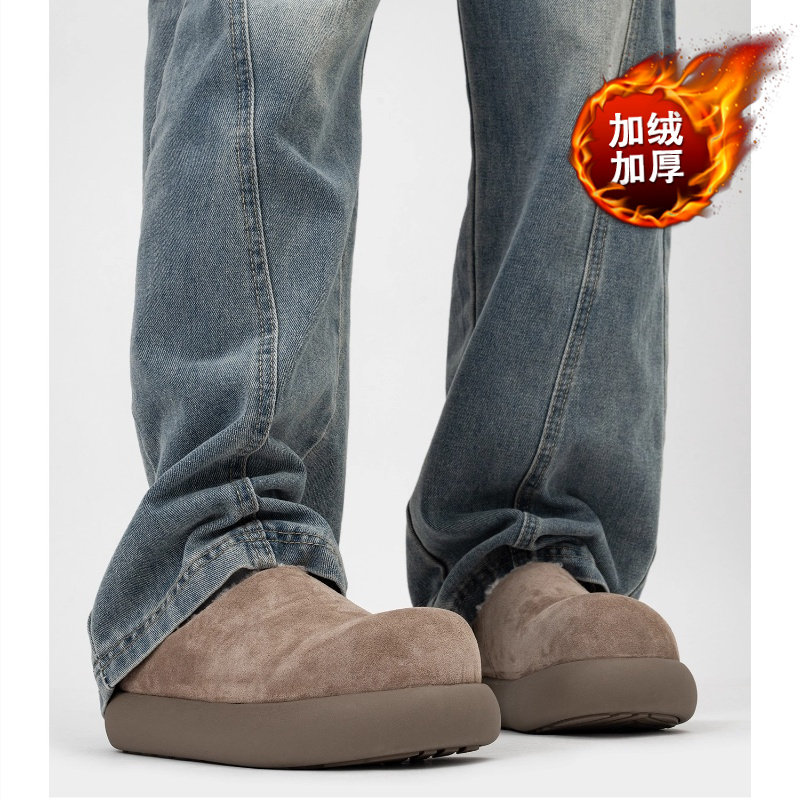 小土豆包头勃肯毛毛拖鞋男2025冬季新款外穿加绒保暖一脚蹬雪地靴
