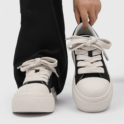 大头鞋男黑白百搭透气帆布鞋小众厚底增高情侣休闲板鞋丑萌鞋潮女