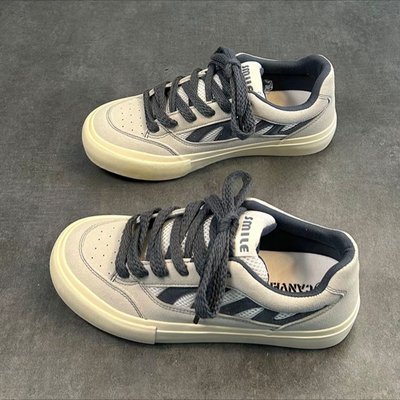 鞋子男潮流百搭夏季透气2025新款面包鞋低帮厚底小众休闲滑板鞋男