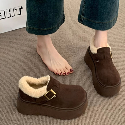松糕厚底增高雪地靴女加绒加厚勃肯鞋女鞋子2025新款冬季乐福棉鞋