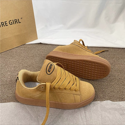 2025春夏季翻毛皮棕色面包鞋男