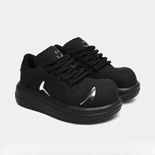 【明星同款】小众黑武士板鞋男女厚底增高情侣鞋子大头休闲面包鞋