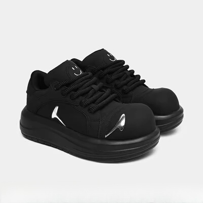 【明星同款】小众黑武士板鞋男女厚底增高情侣鞋子大头休闲面包鞋